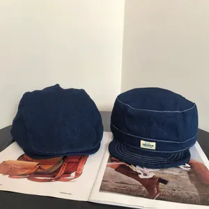 Ensemble de casquette militaire et casquette de baseball en denim bleu foncé rétro