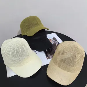 Breathable knit baseball caps for men and women in olive, black, beige, and khaki