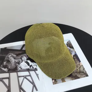 Detail shot of green woven baseball cap texture on a fashion magazine background