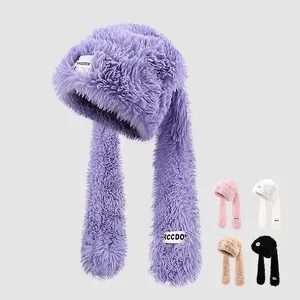 Süße Plüsch Ohrenschutz Mütze Winter Warm Kunstpelz Kapuzenschal Kappe Süß Kawaii Winddicht Outdoor Beanie Für Damen