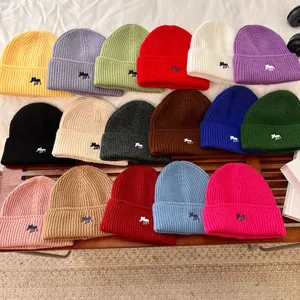 Gorro Beanie de Punto Cálido de Invierno para Mujer Gorro Beanie de Punto Grueso con Bordado de Alce Animal para Exterior Clima Frío