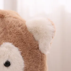 Close-up of the ultra-soft faux fur texture and cute husky ear detail on children winter hat