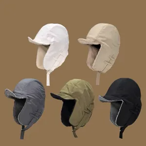 Cappello da Aviatore Invernale Unisexe Antivento Foderato in Pile Cappello Lei Feng Con Paraorecchi Caldo per Sci
