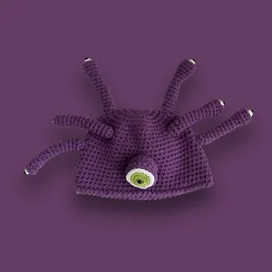 Süße Oktopus Monster Strickmütze Handgehäkelt Alien Beanie Für Damen Winter Warm Lustige Partyhut Lila Grün