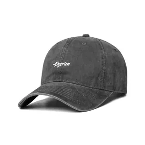 Unisex oversized washed charcoal baseball cap with Pyevien embroidery and wide brim
