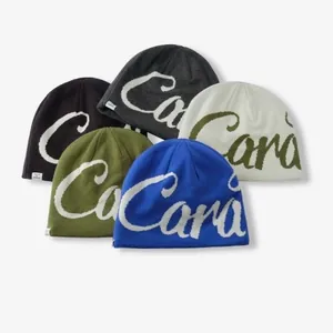 Unisex Hip Hop Streetwear Knitted Beanie Hat Winter Warm Jacquard Letter Pattern Skateboard Skull Cap For Men Women