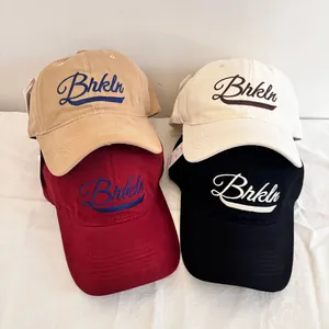 American Vintage Baseball Cap For Men Women Brkln Letter Embroidery Cotton Adjustable Sun Hat Retro Streetwear Cap