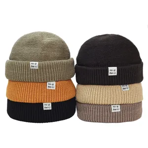 Uomo Donna Berretto Docker in Maglia Vintage Tinta Unita Caldo Invernale Miki Hat Accessorio Streetwear