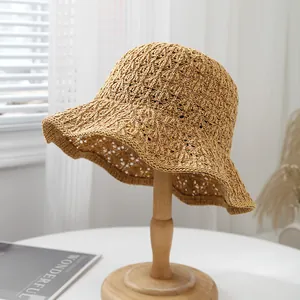 Classic hollow out straw sun hat for women with breathable hand woven design