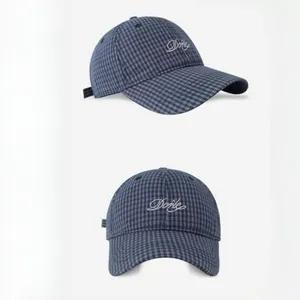 Berretto da Baseball Plaid Retro Con Lettera Ricamata Protezione Solare All'aperto Casual Regolabile Tessuto Acrilico Cappello