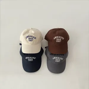 Vintage American Style Letter Embroidery Baseball Cap For Women Awesome 1987 Letter Sun Protection Fashion Curved Brim Hat