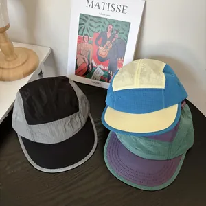 Acrylic Quick Dry 5-Panel Camp Cap Color Block Micro Plaid Outdoor Camping Hat For Women Men Sun Protection Baseball Hat
