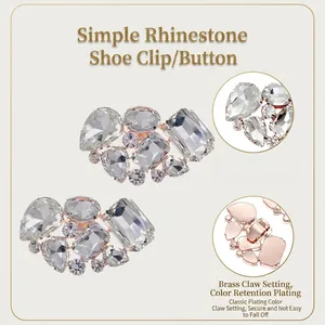 Sparkling crystal rhinestone shoe clips for bridal high heels with copper base