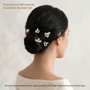 Alloy Rhinestone Hair Pins Set U Shaped Wave Design Elegant Wedding Party Daily Hair Styling Headwear For Women Jewelry