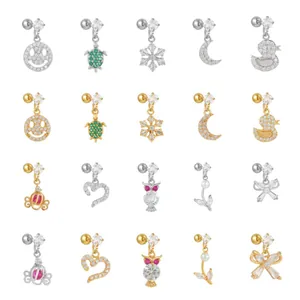Collection de clous d'oreilles géométriques créatifs avec zircons micro-pavés or et argent