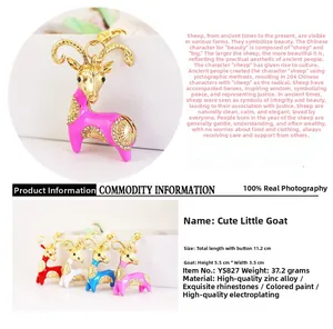 Detail view of goat keychain featuring colorful rhinestones and dimensions of 5.5x3.5cm