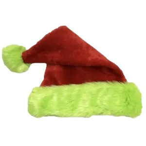 Classic neon green and red velvet Christmas hat for festive holiday party decorations