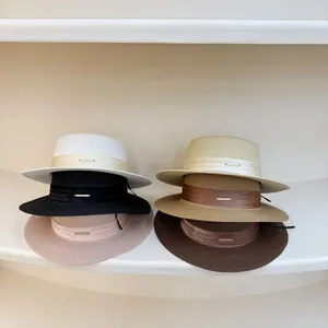 Sombrero de paja tejido para mujer con cintas decorativas en seis colores elegantes