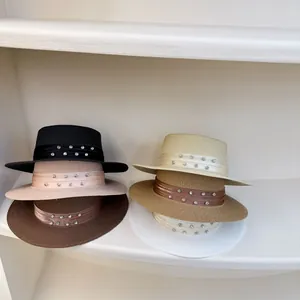 Sombreros de paja para mujer con elegantes cintas de diamantes en seis colores únicos