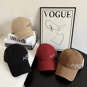Vintage cotton baseball caps with side letter embroidery in four assorted colors