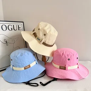 Women Wide Brim Sun Protection Bucket Hat Lightweight Quick Dry Outdoor Hiking Beach Fisherman Hat With Windproof Rope