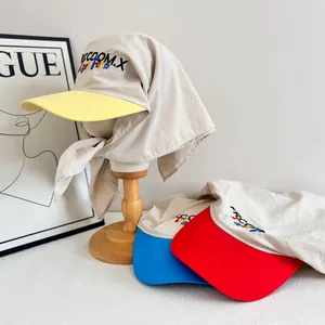 American Street Style Letter Embroidered Sun Hat With Neck Flap For Women Men Breathable Acrylic Outdoor Travel Baseball Cap