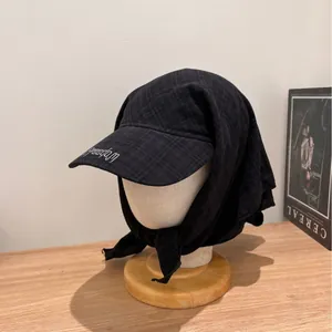 Black checkered bandana sun hat with Freedom embroidery and baseball cap visor for women