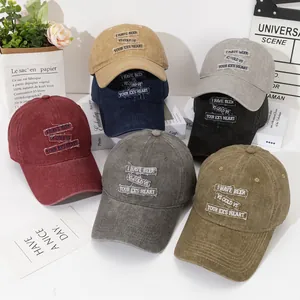 Vintage Washed Acrylic Baseball Cap For Women Distressed Letter Embroidery Adjustable Sun Protection Casual Outdoor Hat