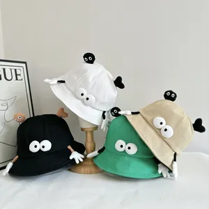 Funny cartoon bucket hat for adults in four colors with eyes and hands design