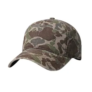 Classic camouflage cotton canvas baseball cap with a six-panel design for outdoor sports