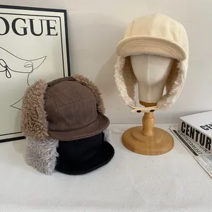 Winter Fliegermütze Für Damen Herren Mit Lammfell-Imitat Gefüttert Bombermütze Warm Winddicht Ohrenklappen Pilotenkappe Outdoor