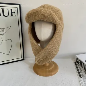 Cappello da aviatore invernale caldo in sherpa kaki con paraorecchie protettivi