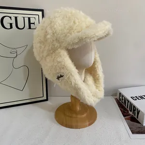 Unisex Winter Trapper Hat Plush Earflap Faux Lamb Wool Warm Ski Cap Retro Windproof Ushanka For Men Women
