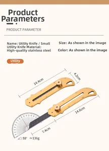 Detailed specs of the stainless steel utility knife with 136g weight and 14.6cm length
