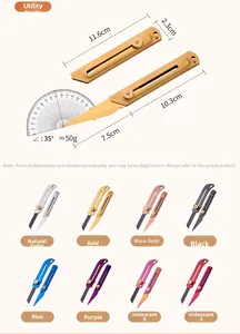 Detailed size specifications for the stainless steel utility knife with 35-degree blade angle