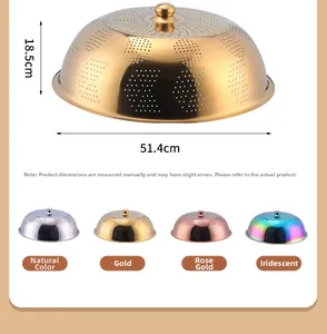 Detail view of a large stainless steel food cover with size 51.4cm and color options