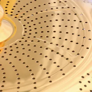 Golden stainless steel food cover with precision round ventilation holes and polished finish
