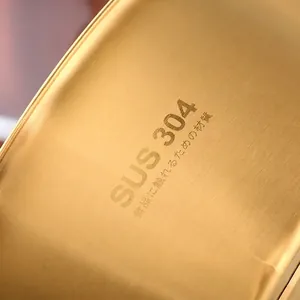 Polished SUS 304 stainless steel hot pot with premium brushed gold finish texture