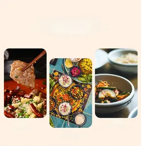 Various stainless steel food hooks shown across hotpot, dining, and snack bar scenes