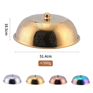Stainless steel mesh food cover with round handle for dining table protection