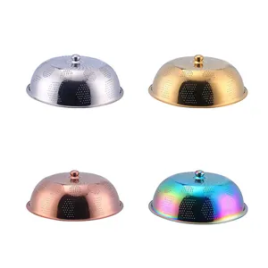 Stainless steel mesh food cover domes in four metallic colors for dining table protection