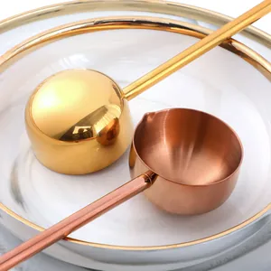 Cucharas para aceite de acero inoxidable 304 con mango largo en acabados oro y oro rosa