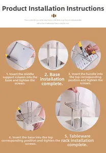 Detailed assembly guide for stainless steel cutlery rack showing 5 installation steps