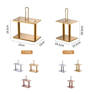 Modern stainless steel flatware organizer rack in gold, silver, and rose gold finishes