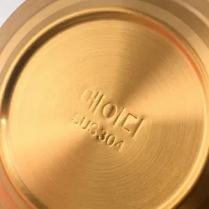 Golden SUS304 stainless steel bowl featuring dual-layer insulation and brushed finish