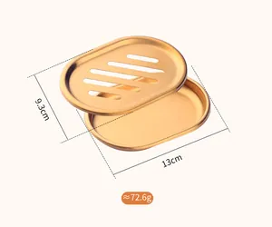 Detailed size specifications of brushed gold stainless steel soap dish 13x9.3cm