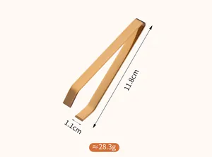 Detailed close-up of SUS 304 gold stainless steel kitchen tweezers with 11.8cm length