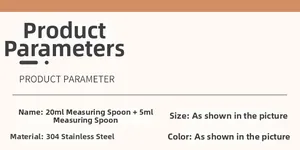 Detailed size chart for 5ml and 20ml 304 stainless steel measuring spoons specifications