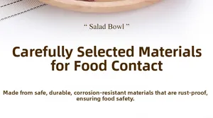 Close-up of food-grade stainless steel salad bowl with durable anti-corrosion finish