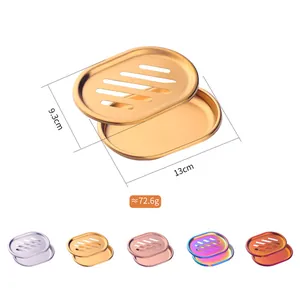 Double-layer 304 stainless steel soap dish with drainage holes and color variations
